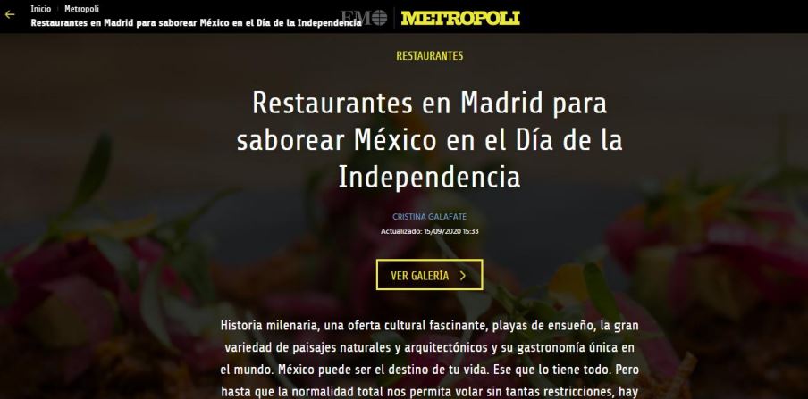Metrópoli, El Mundo | Restaurantes Mexicanos en Madrid