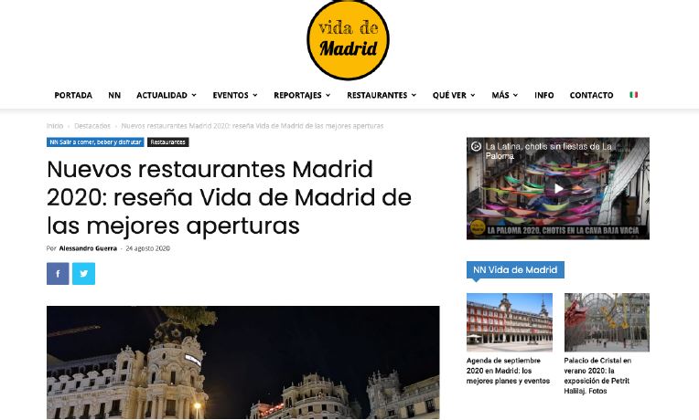 Nuevas aperturas 2020: Vida de Madrid.