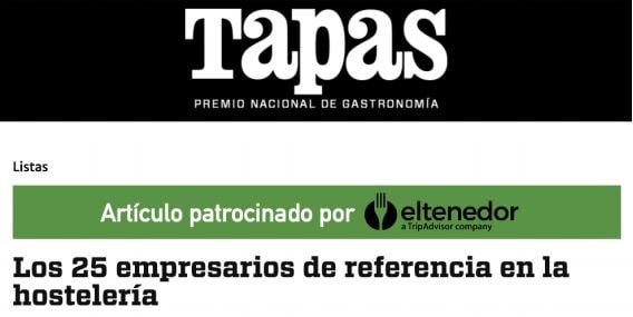 Revista Tapas : Los 25 empresarios referentes en hostelería