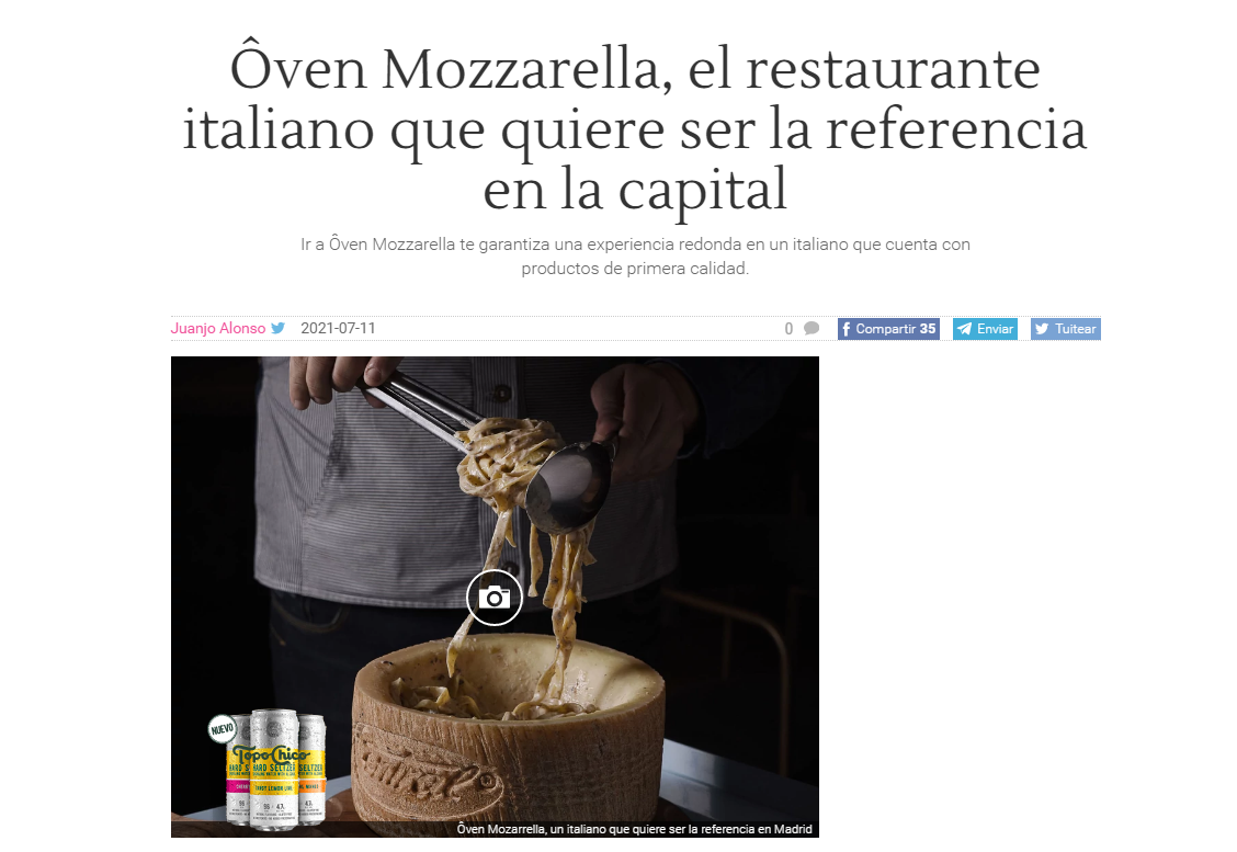 El restaurante italiano de referencia: Ôven Mozzarella Bar