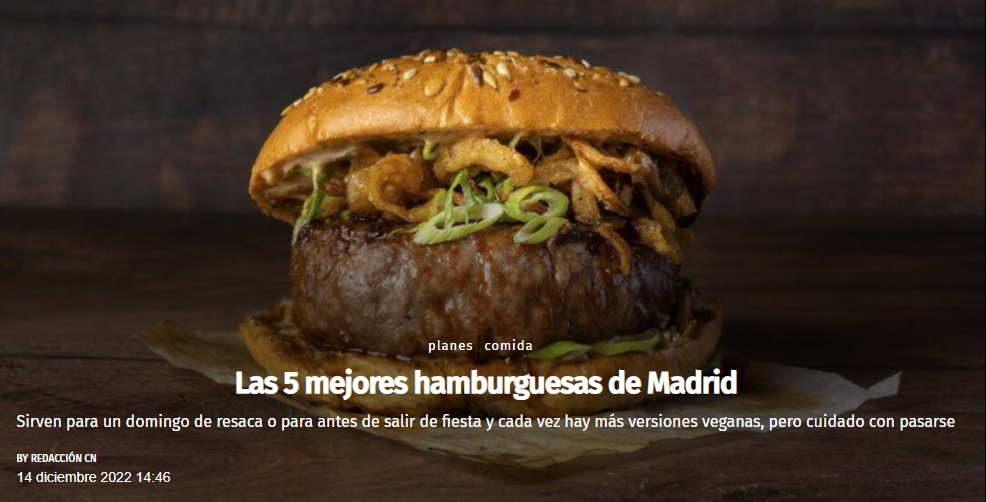 Las 5 mejores hamburguesas de Madrid