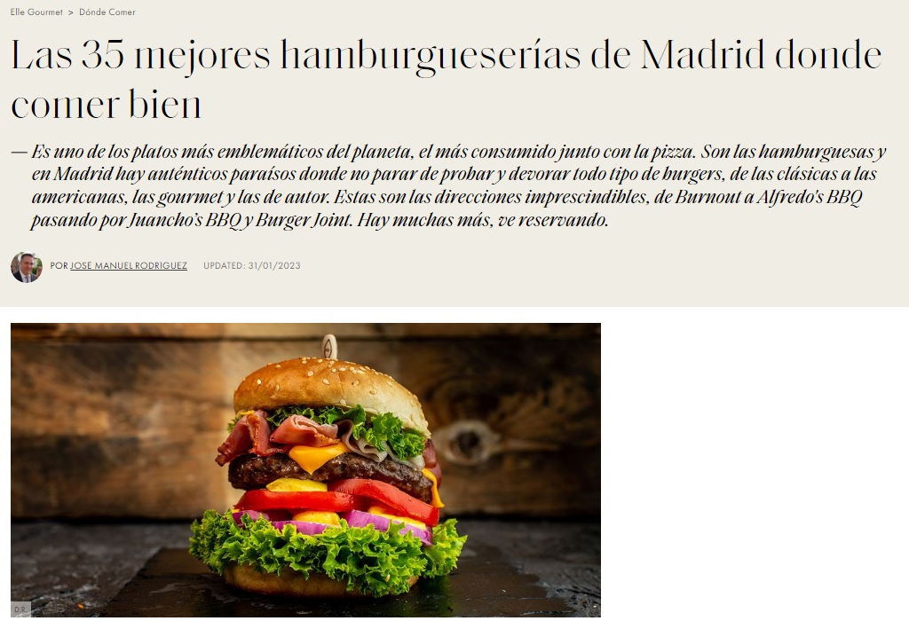 Las 35 mejores hamburgueserías de Madrid dónde comer bien