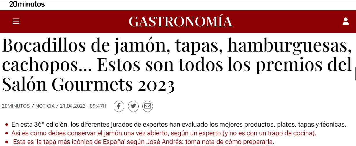 Todo sobre los Premios Salón Gourmet 2023