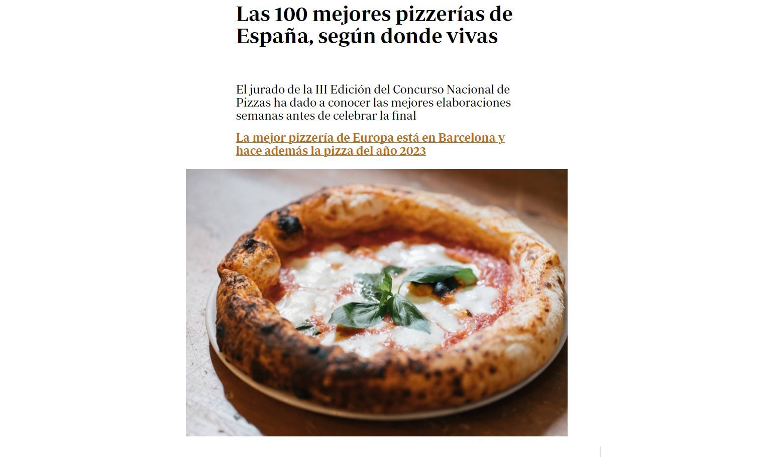 Las 100 mejores pizzerías de España, según donde vivas