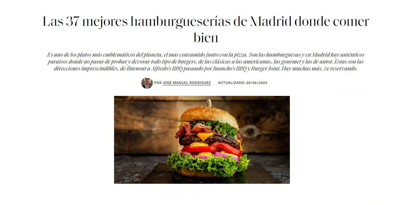 Las 37 mejores hamburgueserías de Madrid donde comer bien