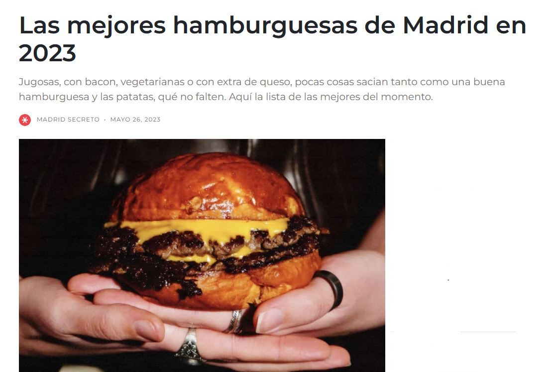 Las mejores hamburguesas de Madrid en 2023