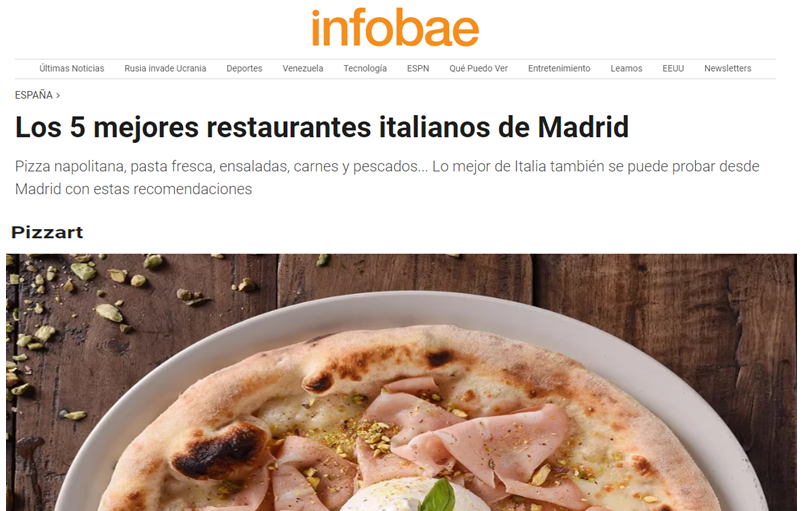 Los 5 mejores restaurante italianos de Madrid