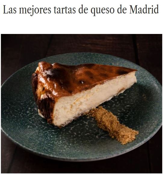 Las mejores tartas de queso de Madrid